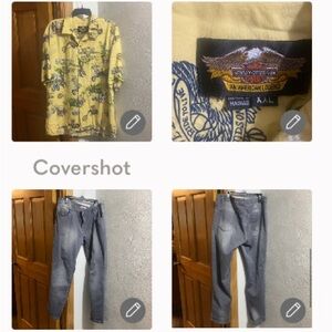 RARE Retro Harley Davidson 2X Button-Up+Max Stretch Skinny Jeans 36